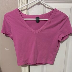 Wild Fable Pink V-Neck Crop Top